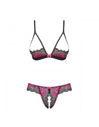 Ensemble ouvert 2 pcs Tulia noir et fuchsia/Jesyh.com