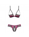 Ensemble ouvert 2 pcs Tulia noir et fuchsia/Jesyh.com