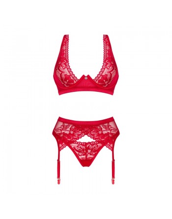 Ensemble 3 pièces Lacelove rouge/Jesyh.com