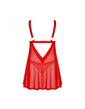 Babydoll et string Elianes Rouge/jesyh.com