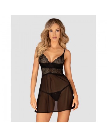 Babydoll Chemeris et String noir/Jesyh.com