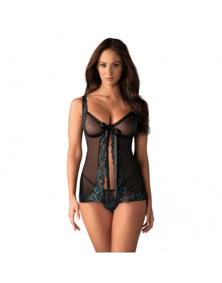 Babydoll Amanta noir et turquoise