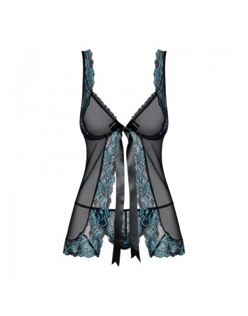 Babydoll Amanta noir et turquoise