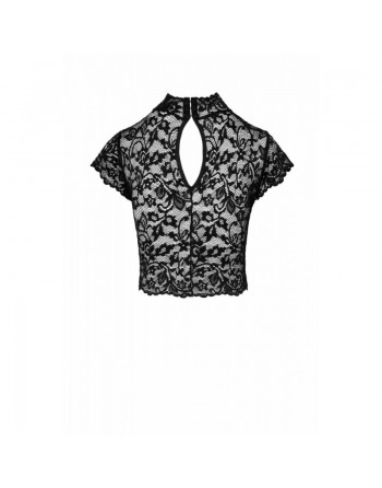 Essence Top noir en dentelle avec col montant/Jesyh.com