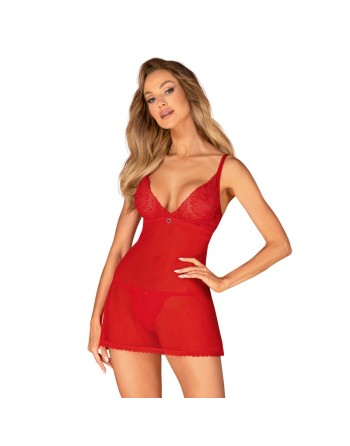 Babydoll et string Chilisa rouge/Jesyh/Jesyh.com
