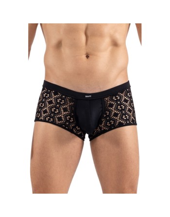 Boxer noir en résille brodée Shinny/Jesyh.com