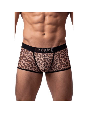 Boxer noir en résille imprimé léopard/Jesyhn.com