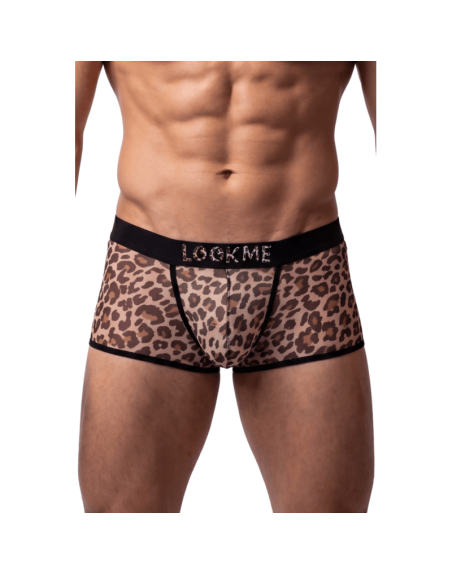 Boxer noir en résille imprimé léopard/Jesyhn.com