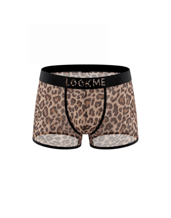Boxer  noir en résille imprimé léopard/Jesyh.com