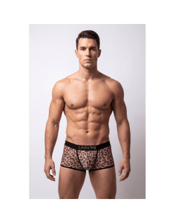 Boxer noir en résille imprimé léopard/Jesyh.com