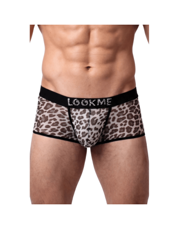 Boxer gris en résille imprimé léopard/Jesyh.com