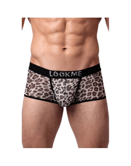 Boxer gris en résille imprimé léopard/Jesyh.com