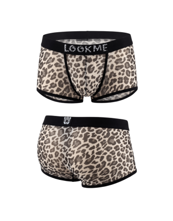 Boxer gris en résille imprimé léopard/Jesyh.com