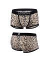 Boxer gris en résille imprimé léopard/Jesyh.com