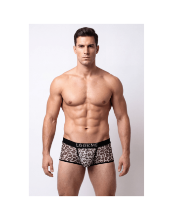 Boxer gris en résille imprimé léopard/Jesyh.com