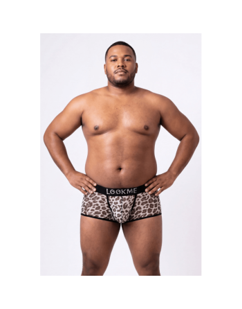 Boxer gris en résille imprimé léopard/Jesyh.com