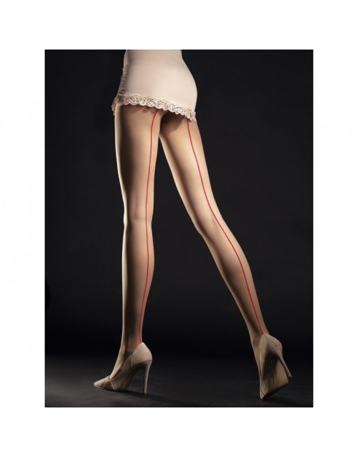 Collants Ailey 20 Den nude et rouge/Jesyh Collants Ailey 20 Den nude et rouge/Jesyh